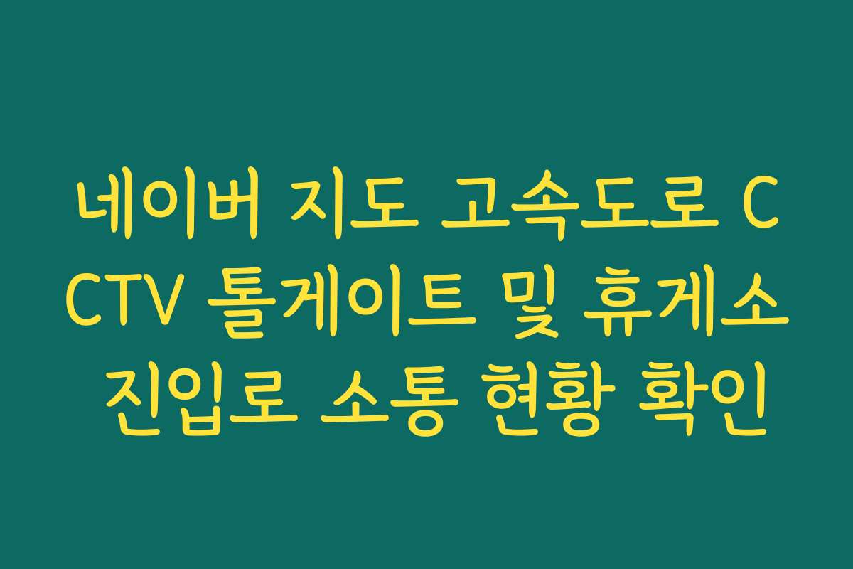 네이버 지도 고속도로 CCTV 톨게이트 및 휴게소 진입로 소통 현황 확인