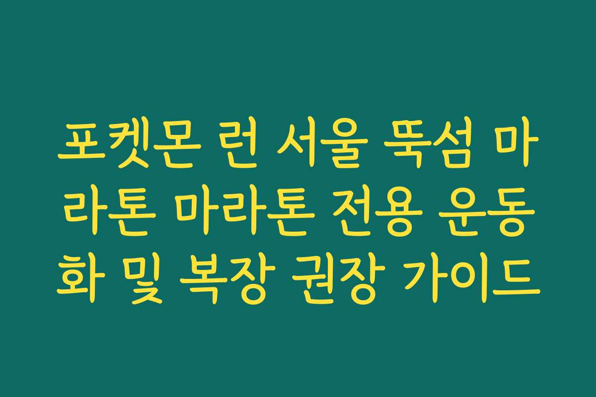 포켓몬 런 서울 뚝섬 마라톤 마라톤 전용 운동화 및 복장 권장 가이드