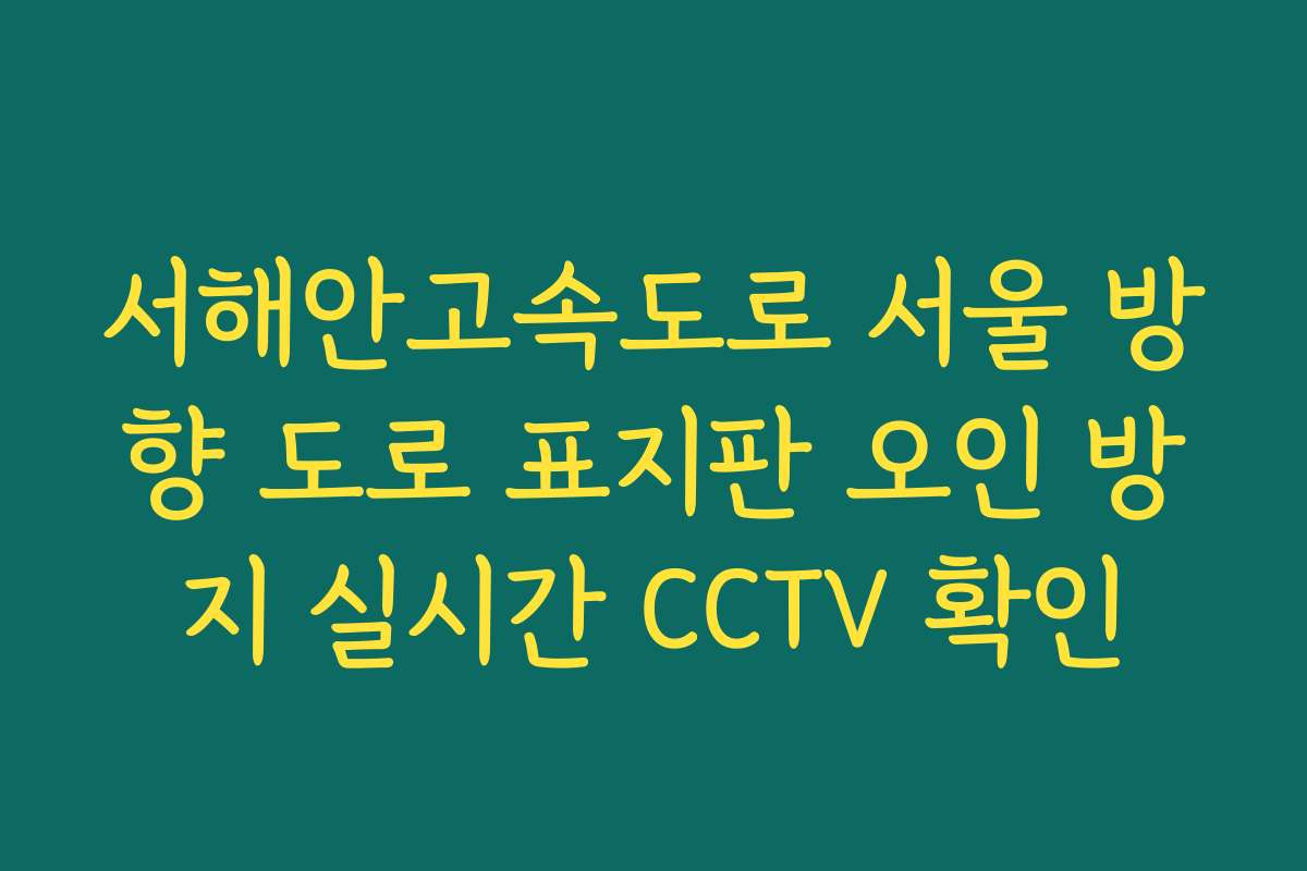 서해안고속도로 서울 방향 도로 표지판 오인 방지 실시간 CCTV 확인