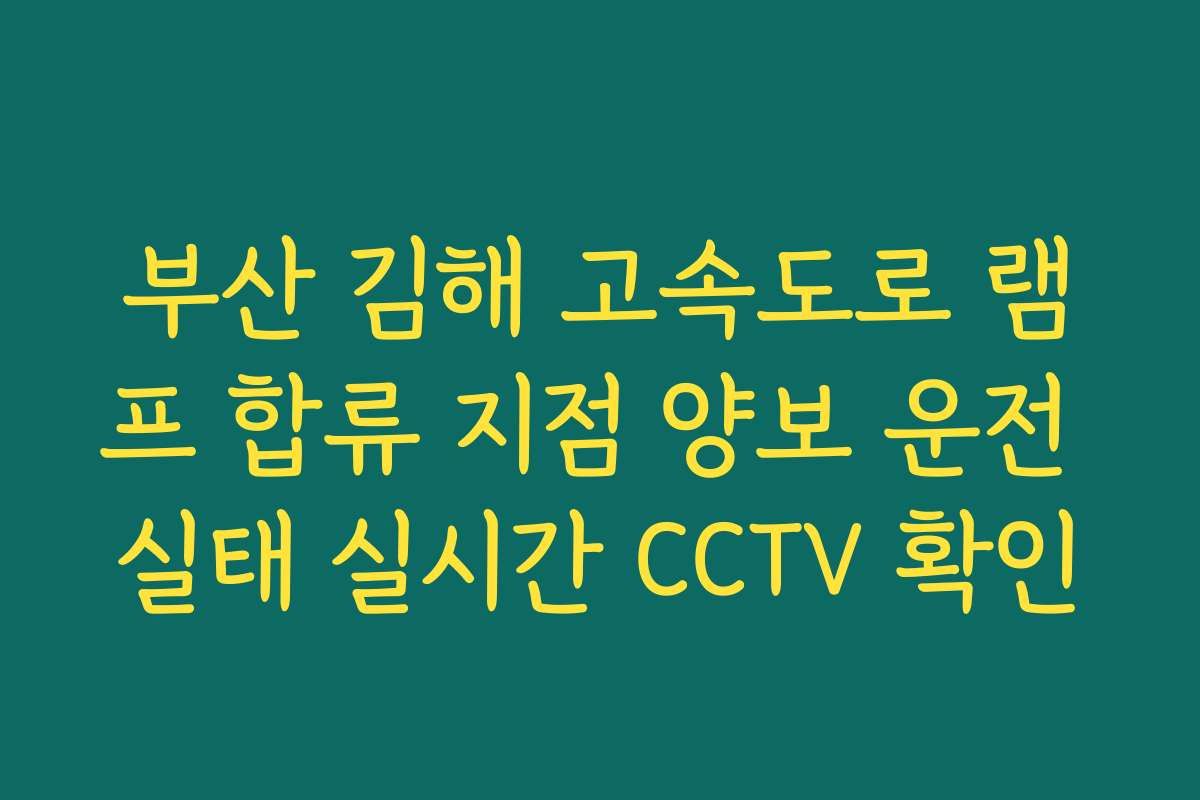 부산 김해 고속도로 램프 합류 지점 양보 운전 실태 실시간 CCTV 확인