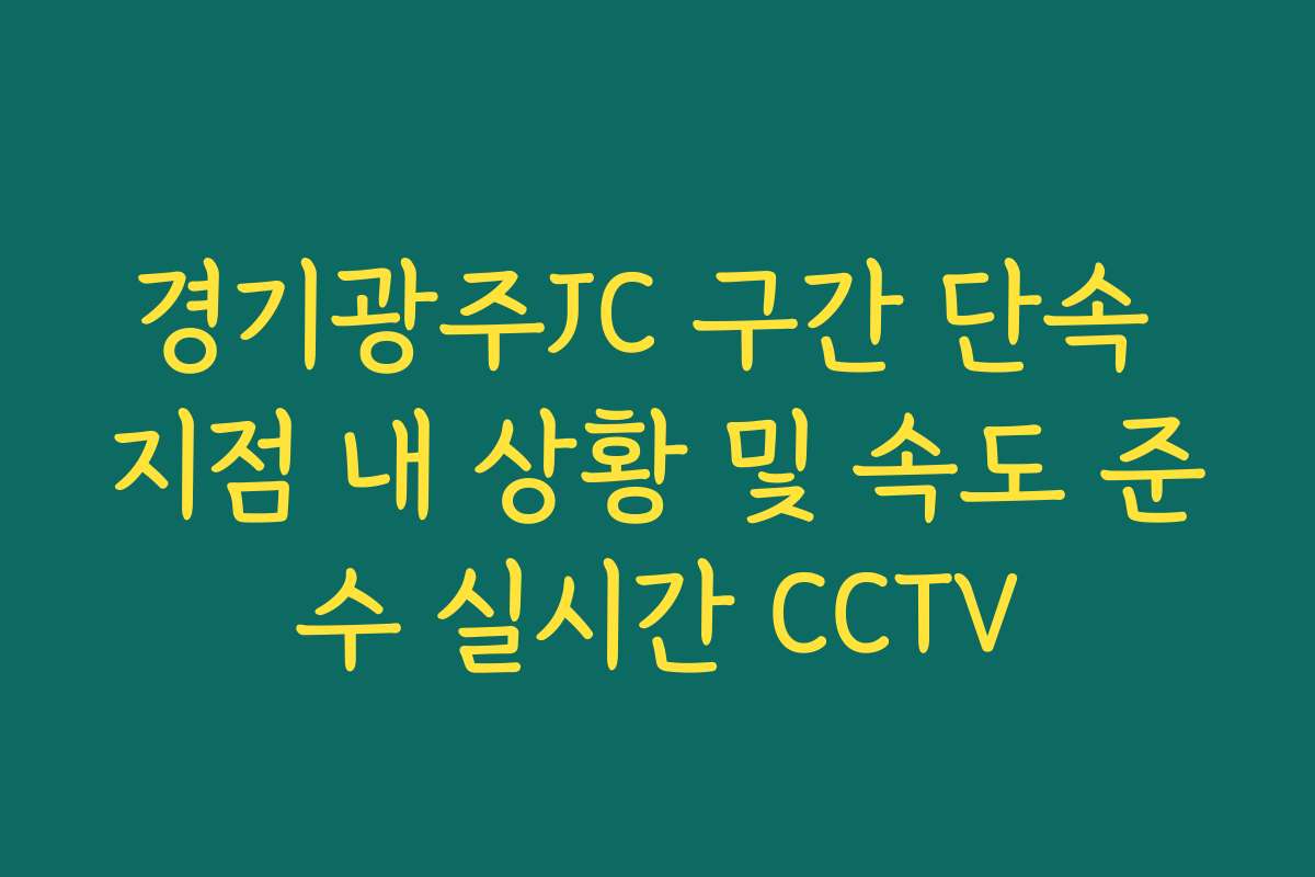 경기광주JC 구간 단속 지점 내 상황 및 속도 준수 실시간 CCTV