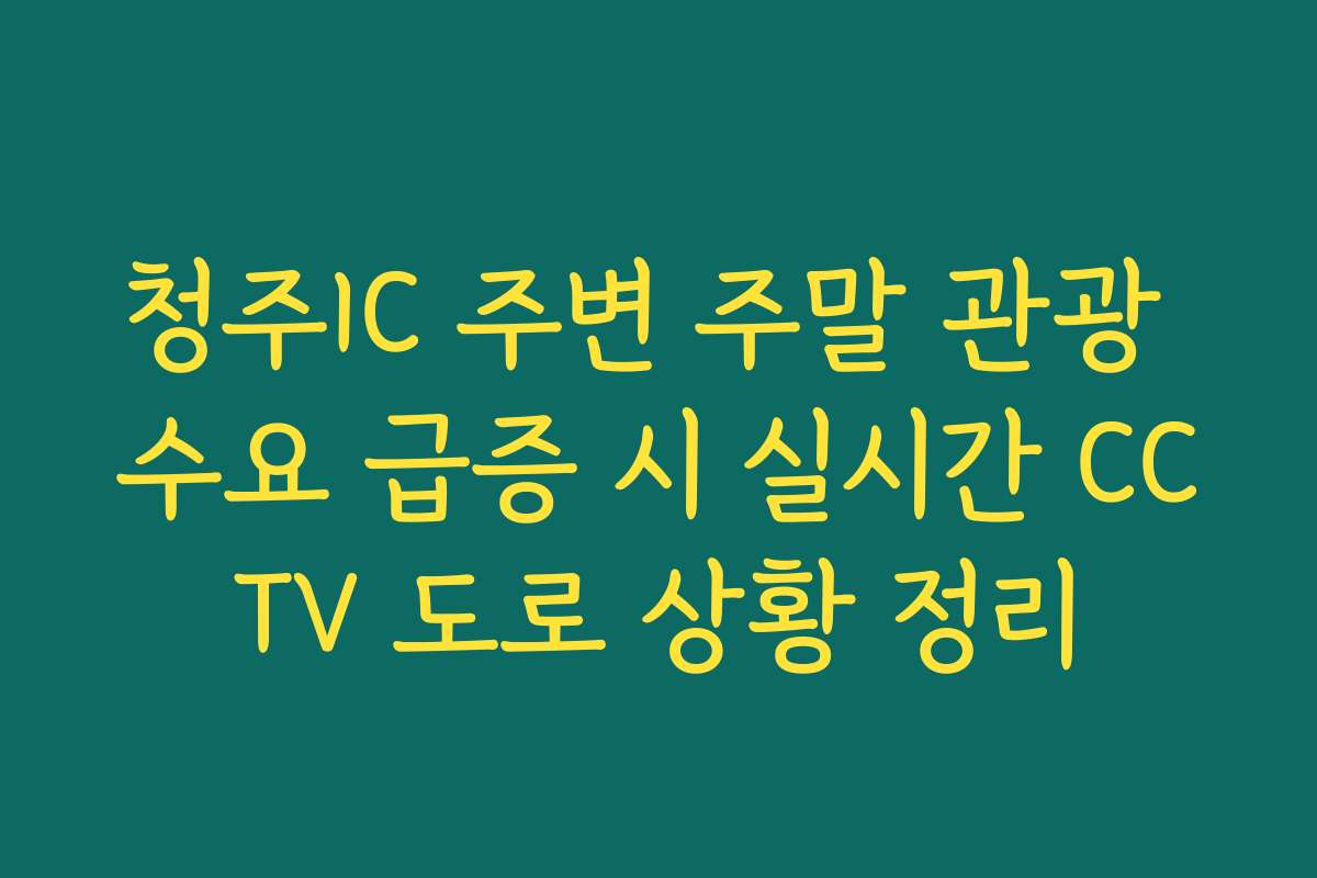 청주IC 주변 주말 관광 수요 급증 시 실시간 CCTV 도로 상황 정리