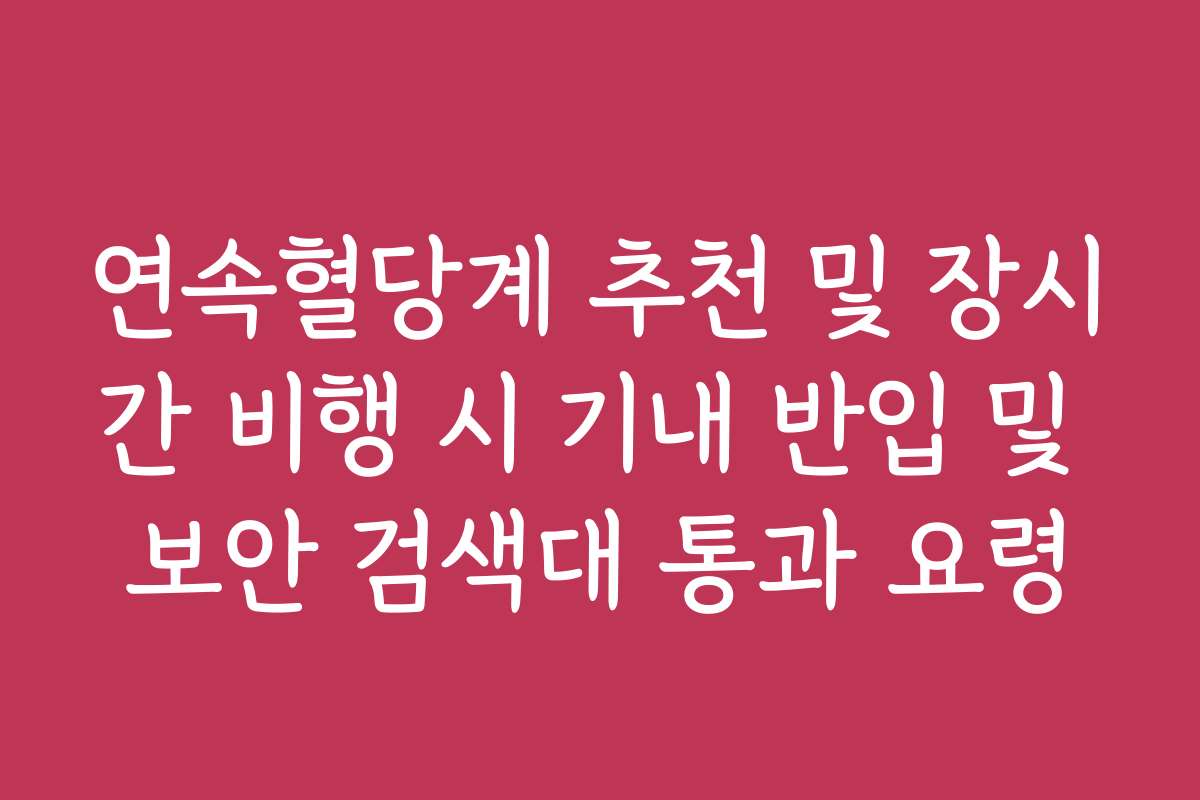 연속혈당계 추천 및 장시간 비행 시 기내 반입 및 보안 검색대 통과 요령