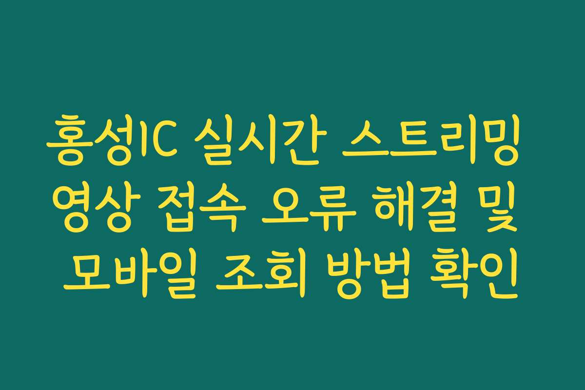 홍성IC 실시간 스트리밍 영상 접속 오류 해결 및 모바일 조회 방법 확인