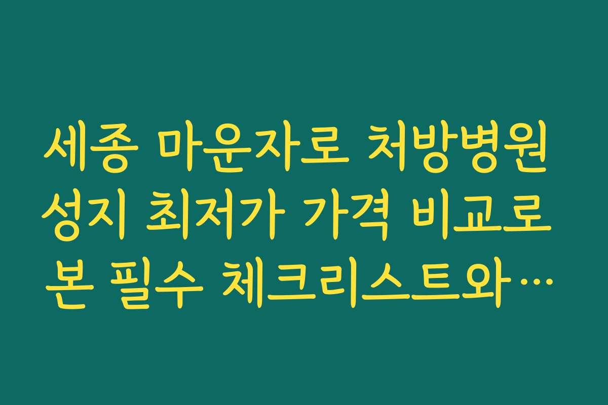 세종 마운자로 처방병원 성지 최저가 가격 비교로 본 필수 체크리스트와 준비물 안내