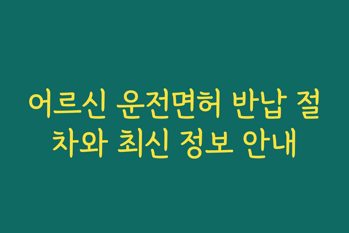 어르신 운전면허 반납 절차와 최신 정보 안내