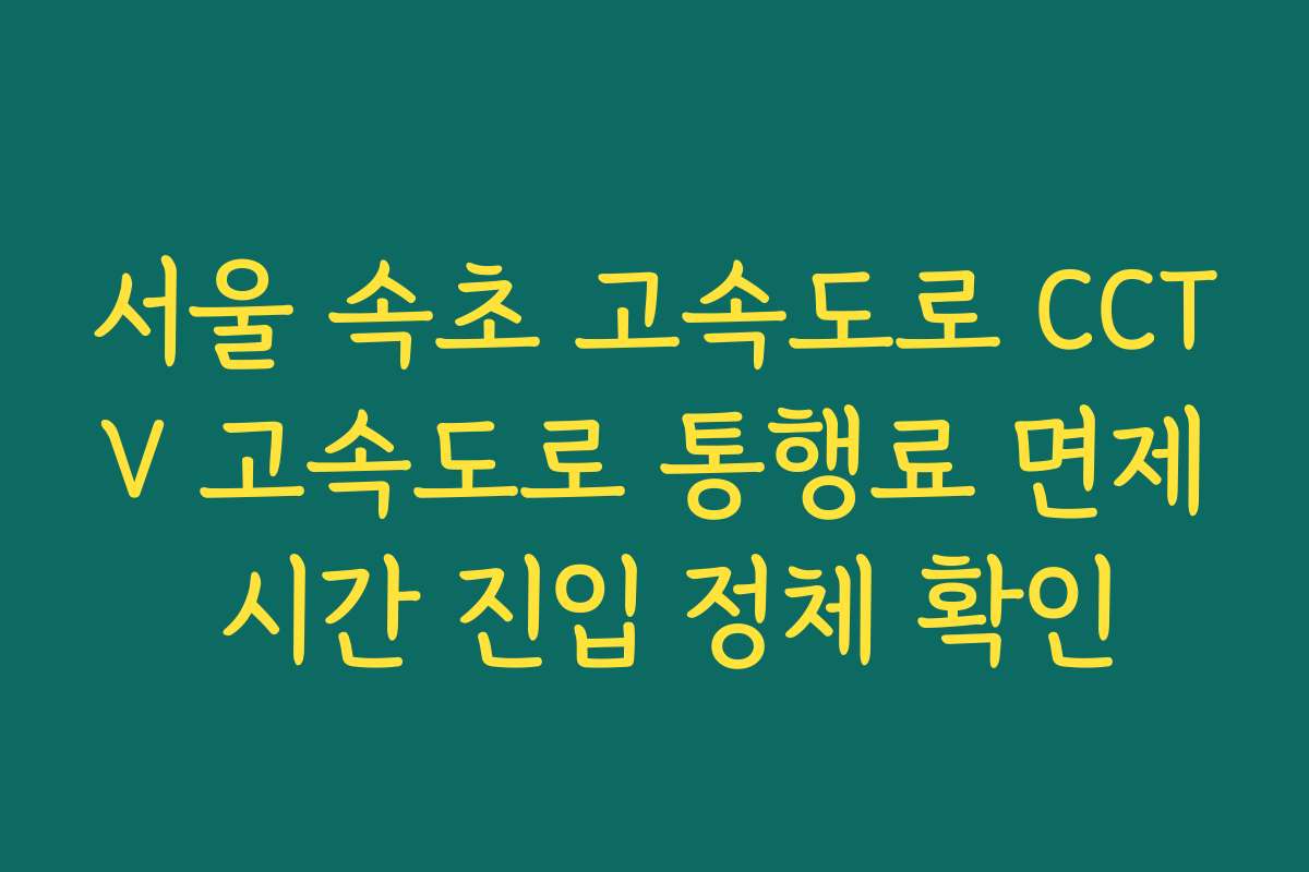 서울 속초 고속도로 CCTV 고속도로 통행료 면제 시간 진입 정체 확인