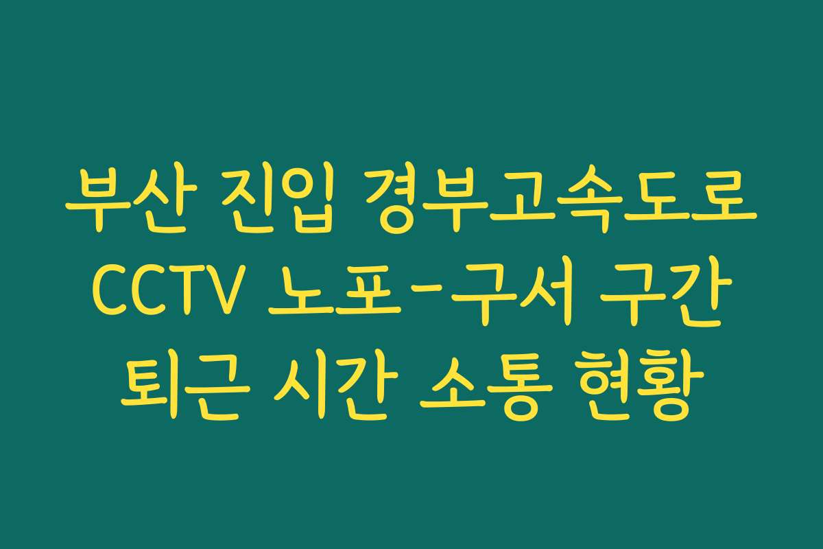 부산 진입 경부고속도로 CCTV 노포-구서 구간 퇴근 시간 소통 현황