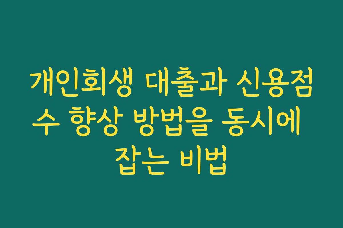 개인회생 대출과 신용점수 향상 방법을 동시에 잡는 비법