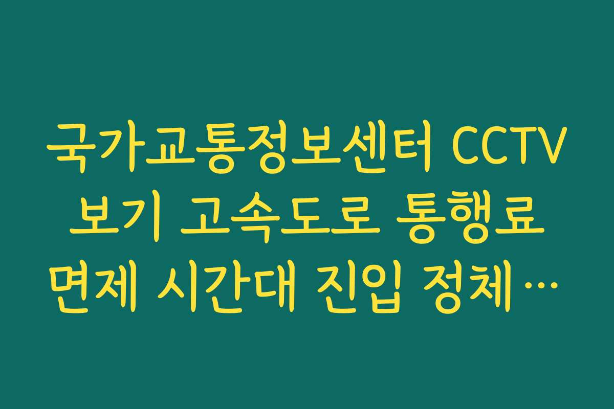 국가교통정보센터 CCTV 보기 고속도로 통행료 면제 시간대 진입 정체 확인