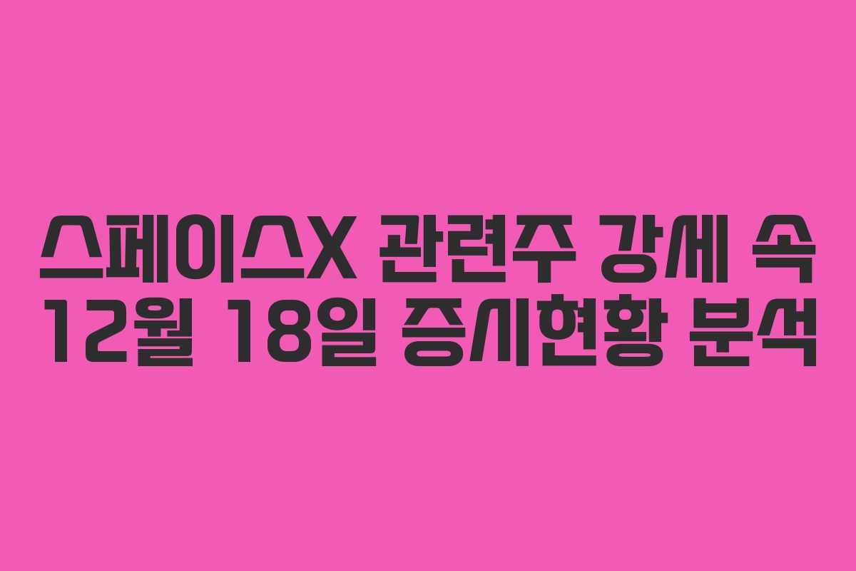스페이스X 관련주 강세 속 12월 18일 증시현황 분석