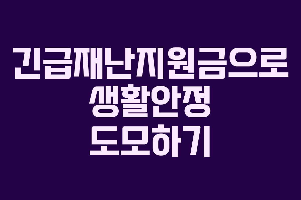 긴급재난지원금으로 생활안정 도모하기