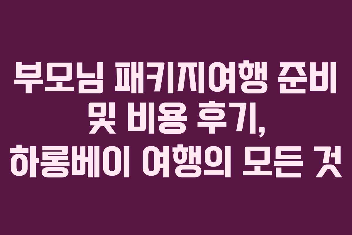 부모님 패키지여행 준비 및 비용 후기, 하롱베이 여행의 모든 것