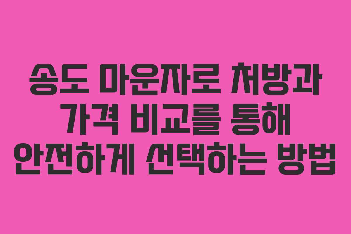 송도 마운자로 처방과 가격 비교를 통해 안전하게 선택하는 방법