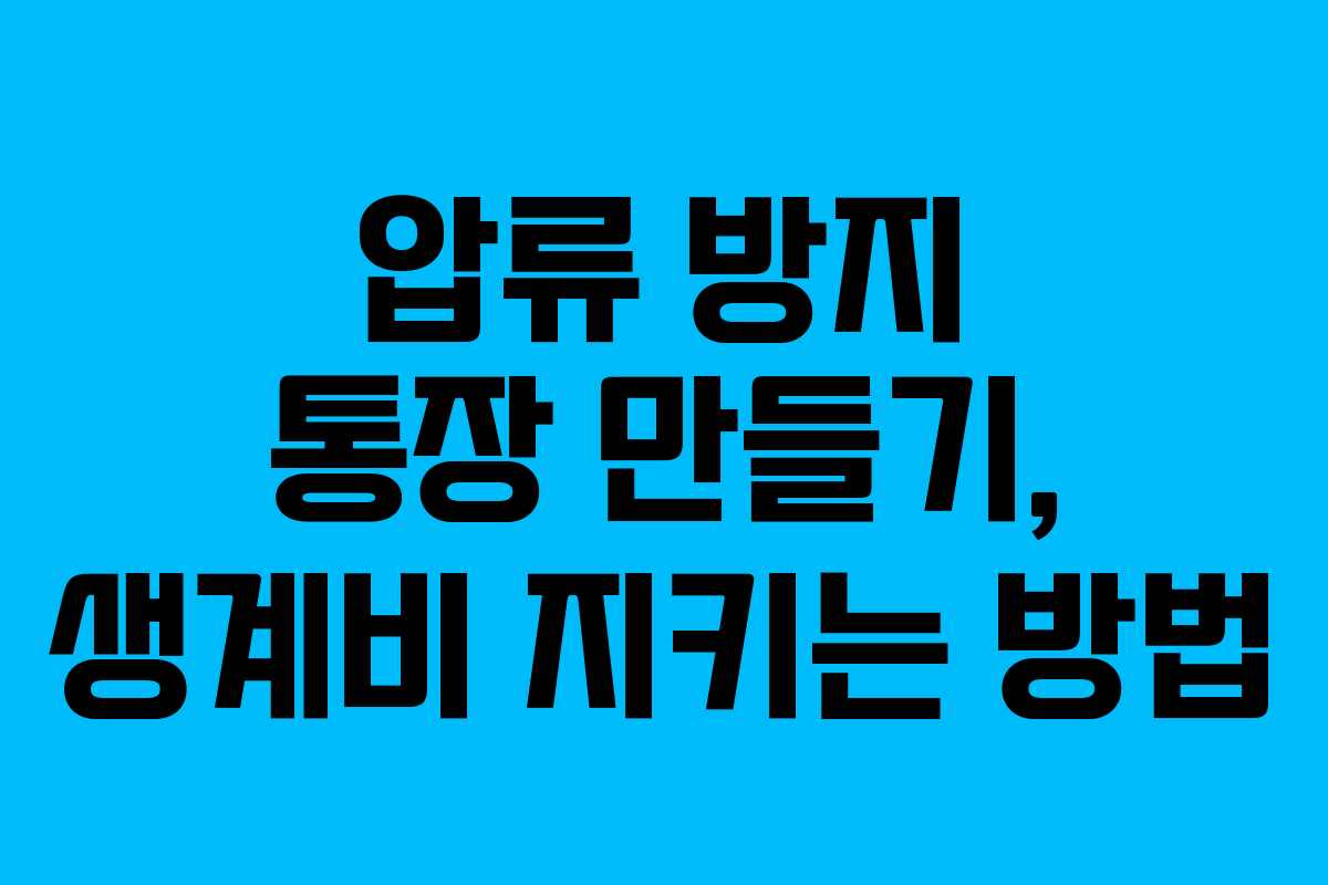 압류 방지 통장 만들기, 생계비 지키는 방법