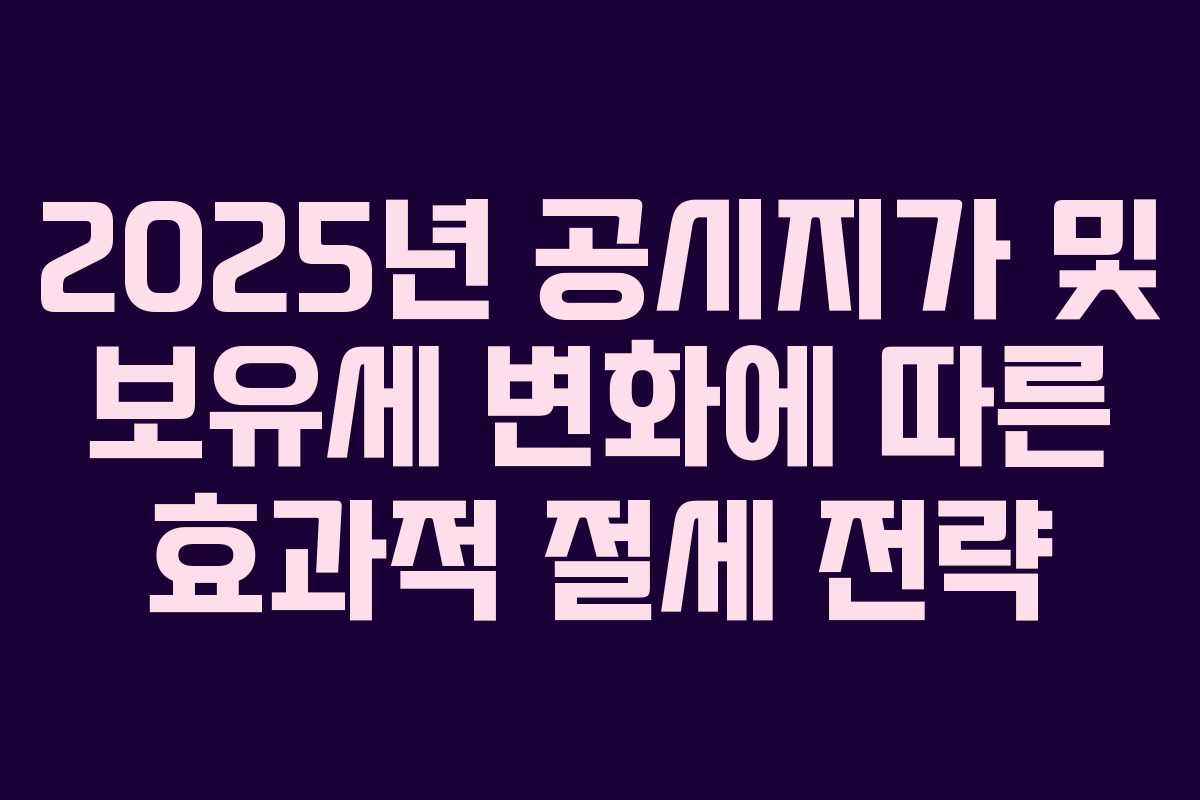 2025년 공시지가 및 보유세 변화에 따른 효과적 절세 전략
