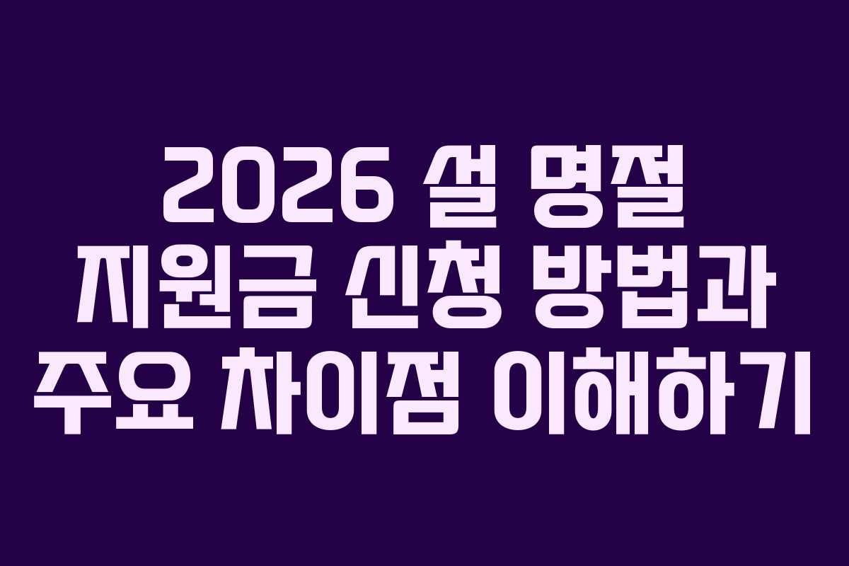 2026 설 명절 지원금 신청 방법과 주요 차이점 이해하기