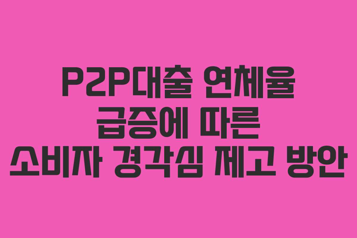 P2P대출 연체율 급증에 따른 소비자 경각심 제고 방안