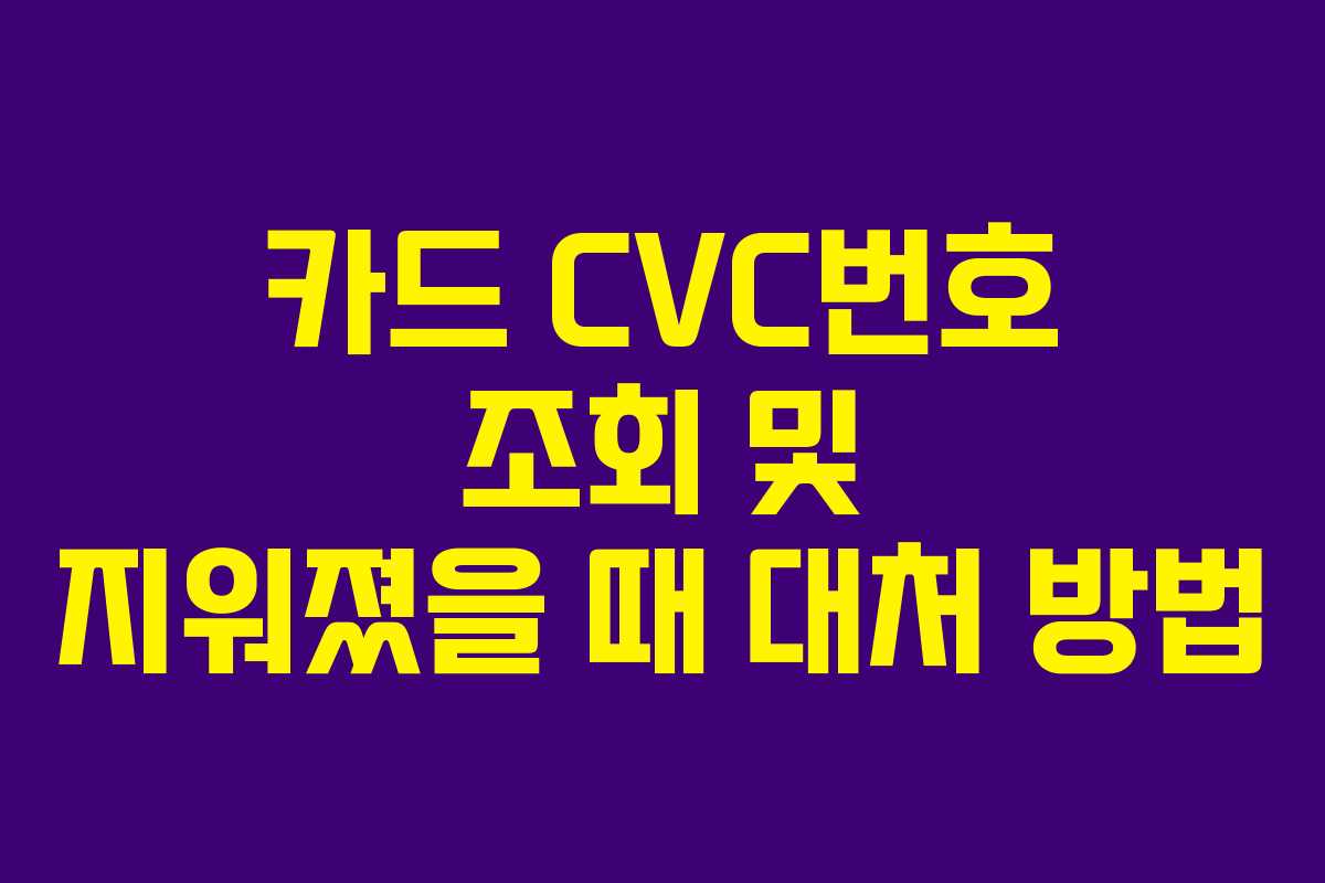 카드 CVC번호 조회 및 지워졌을 때 대처 방법