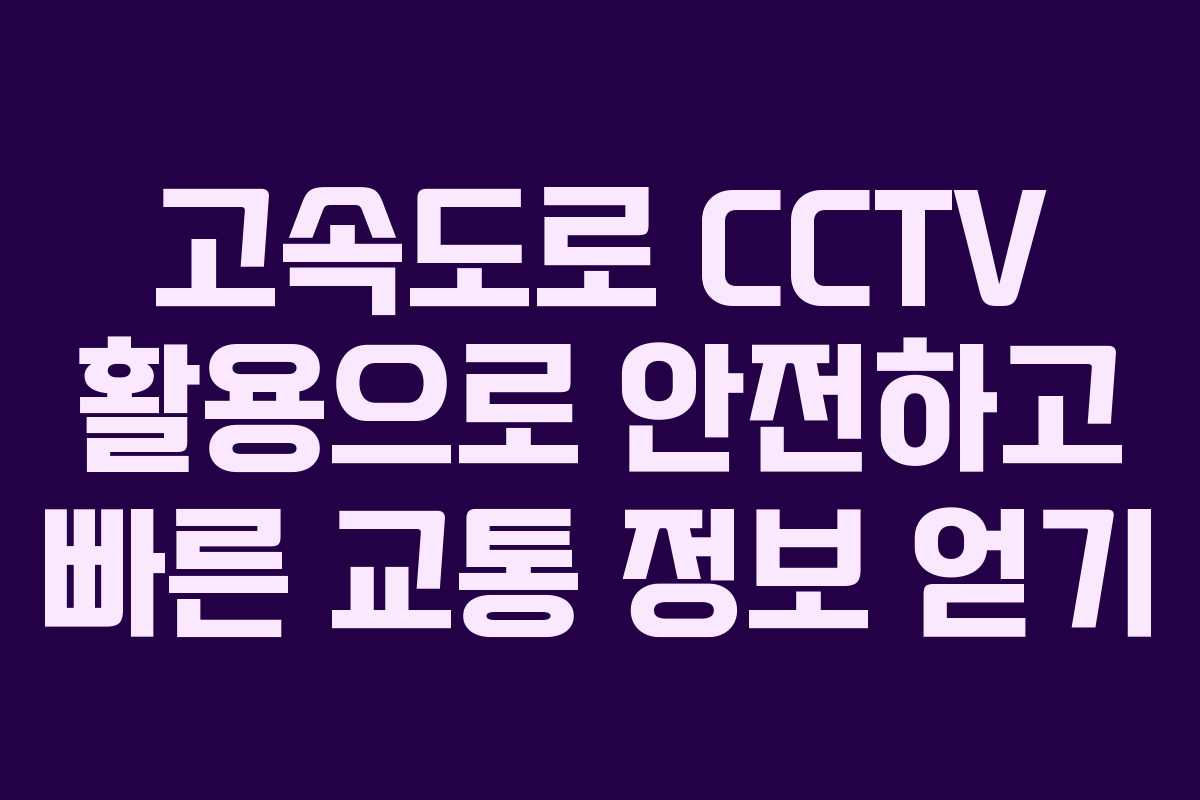 고속도로 CCTV 활용으로 안전하고 빠른 교통 정보 얻기