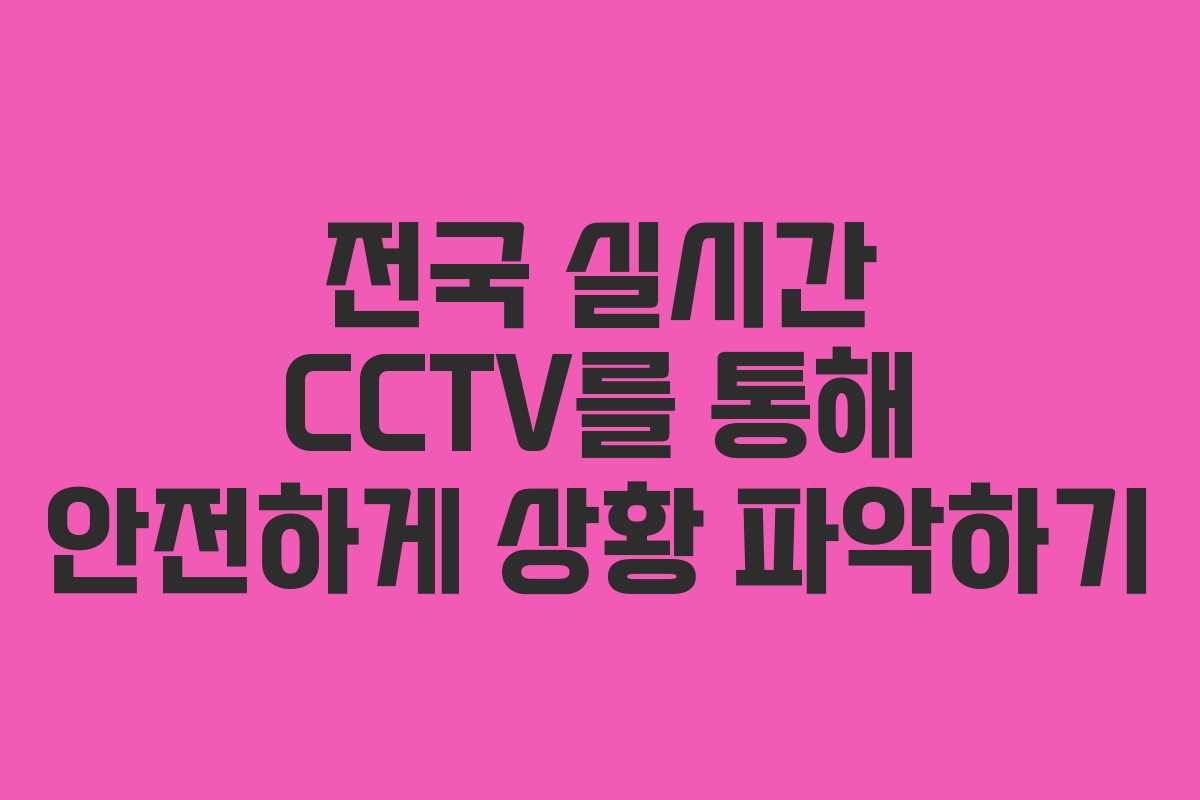 전국 실시간 CCTV를 통해 안전하게 상황 파악하기