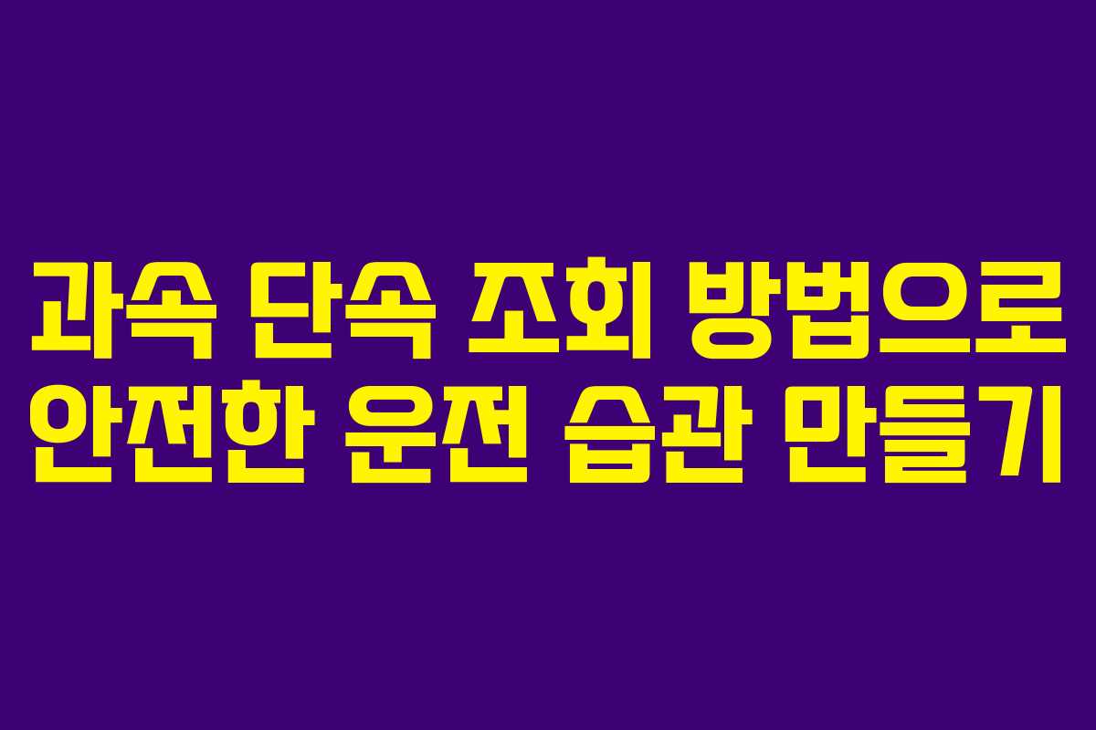 과속 단속 조회 방법으로 안전한 운전 습관 만들기