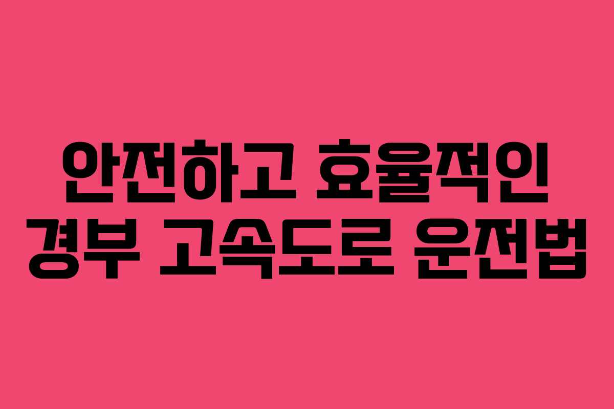 안전하고 효율적인 경부 고속도로 운전법