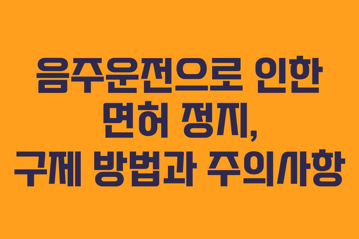 음주운전으로 인한 면허 정지, 구제 방법과 주의사항