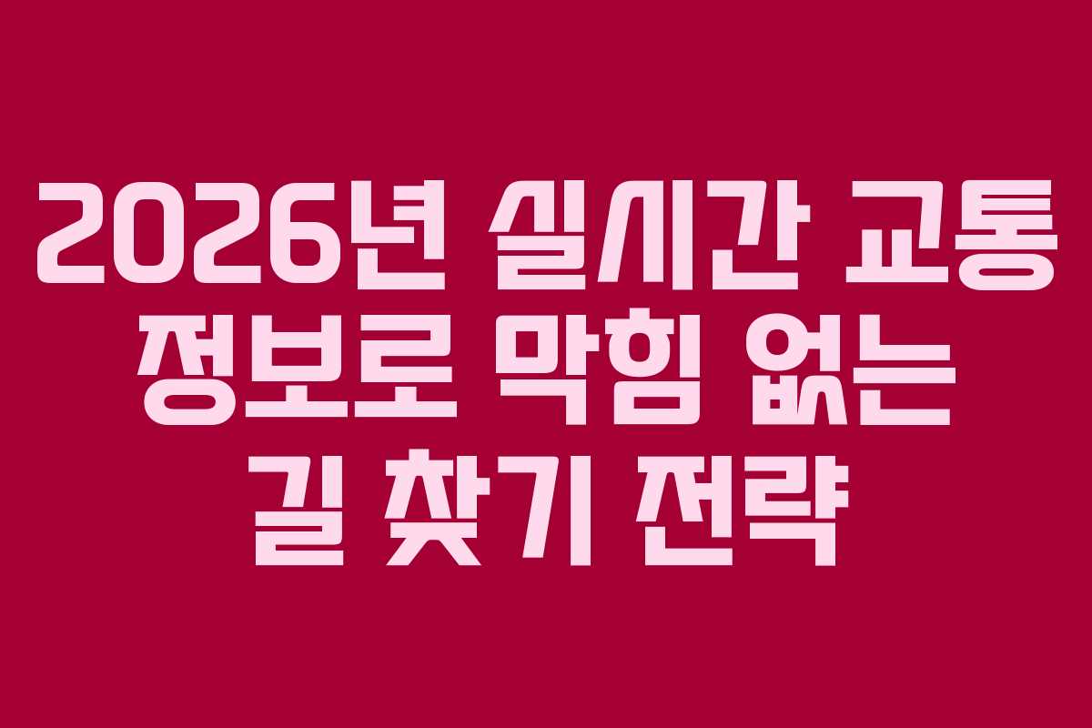 2026년 실시간 교통 정보로 막힘 없는 길 찾기 전략