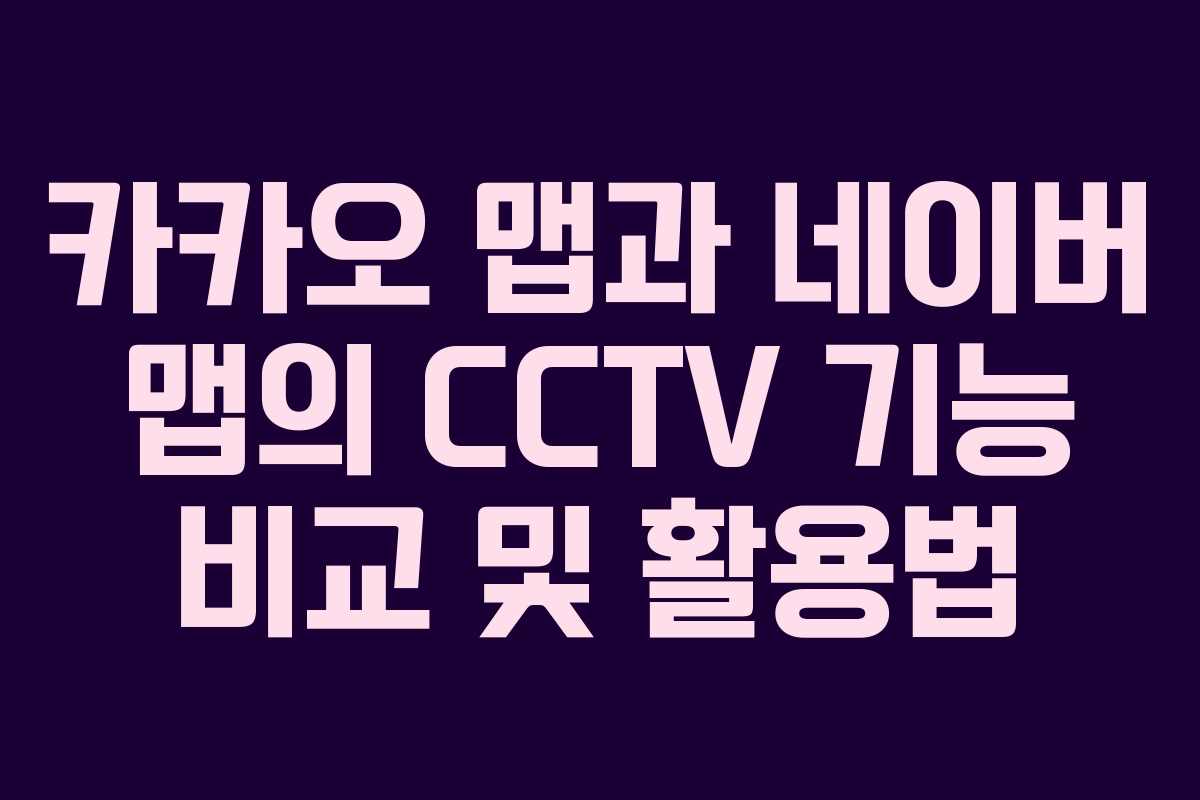 카카오 맵과 네이버 맵의 CCTV 기능 비교 및 활용법