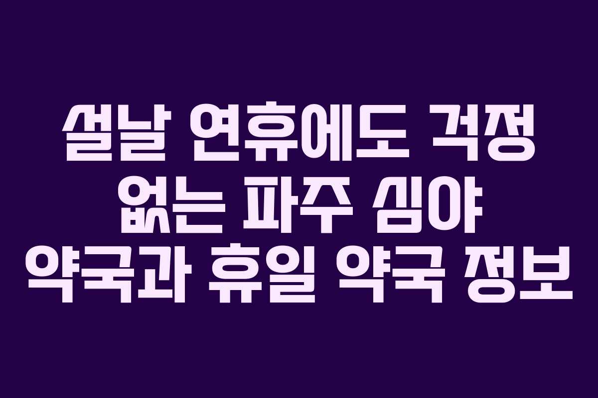 설날 연휴에도 걱정 없는 파주 심야 약국과 휴일 약국 정보