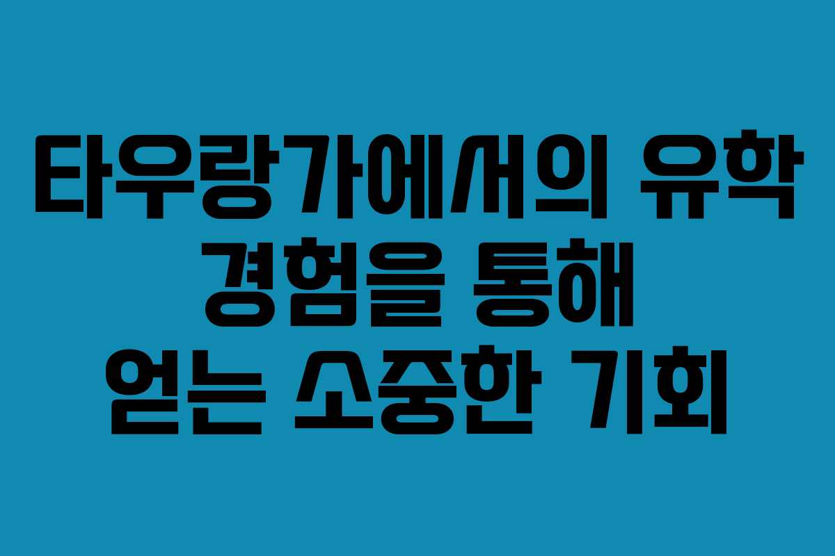 타우랑가에서의 유학 경험을 통해 얻는 소중한 기회