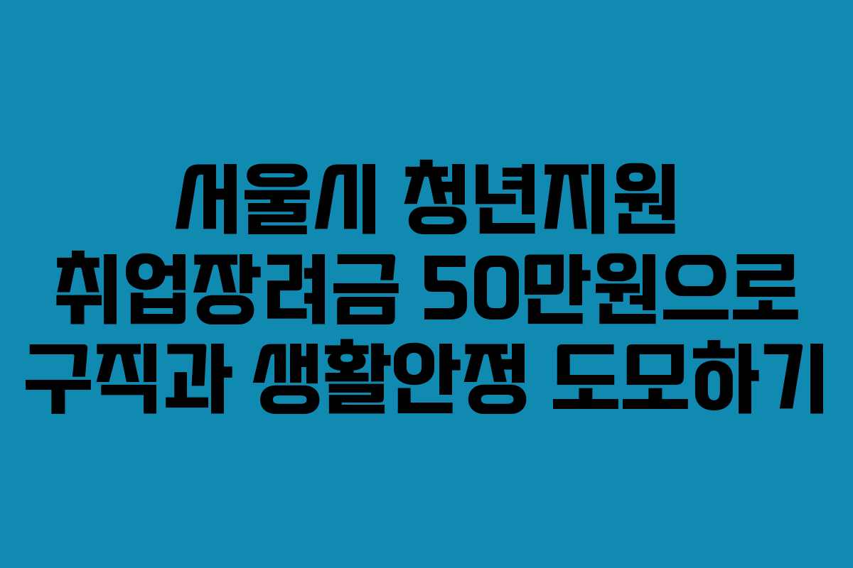 서울시 청년지원 취업장려금 50만원으로 구직과 생활안정 도모하기