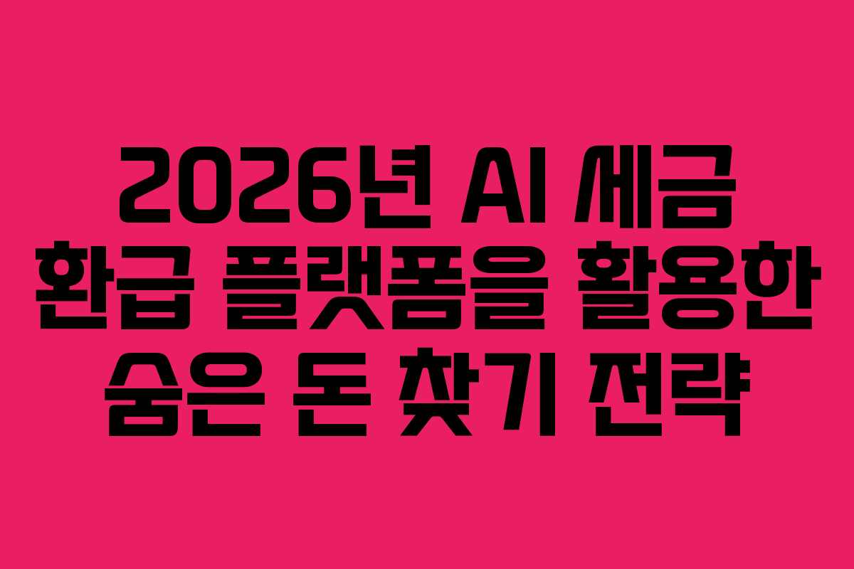 2026년 AI 세금 환급 플랫폼을 활용한 숨은 돈 찾기 전략