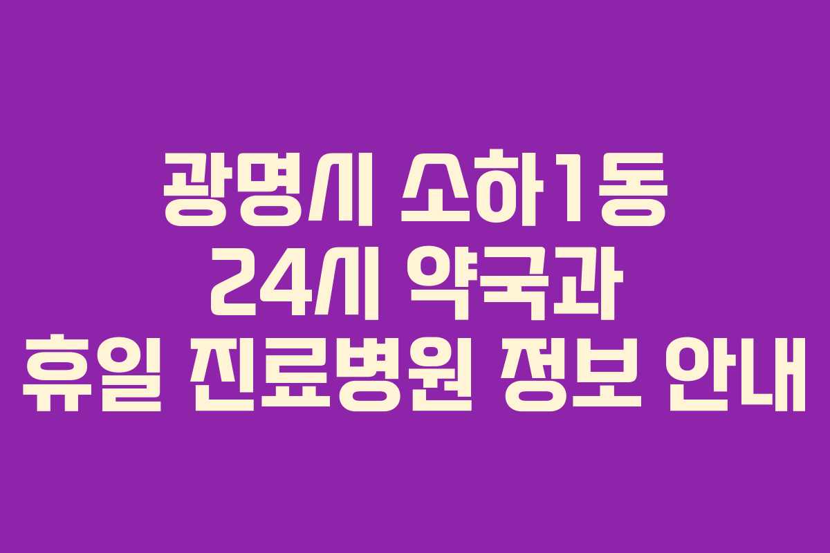 광명시 소하1동 24시 약국과 휴일 진료병원 정보 안내