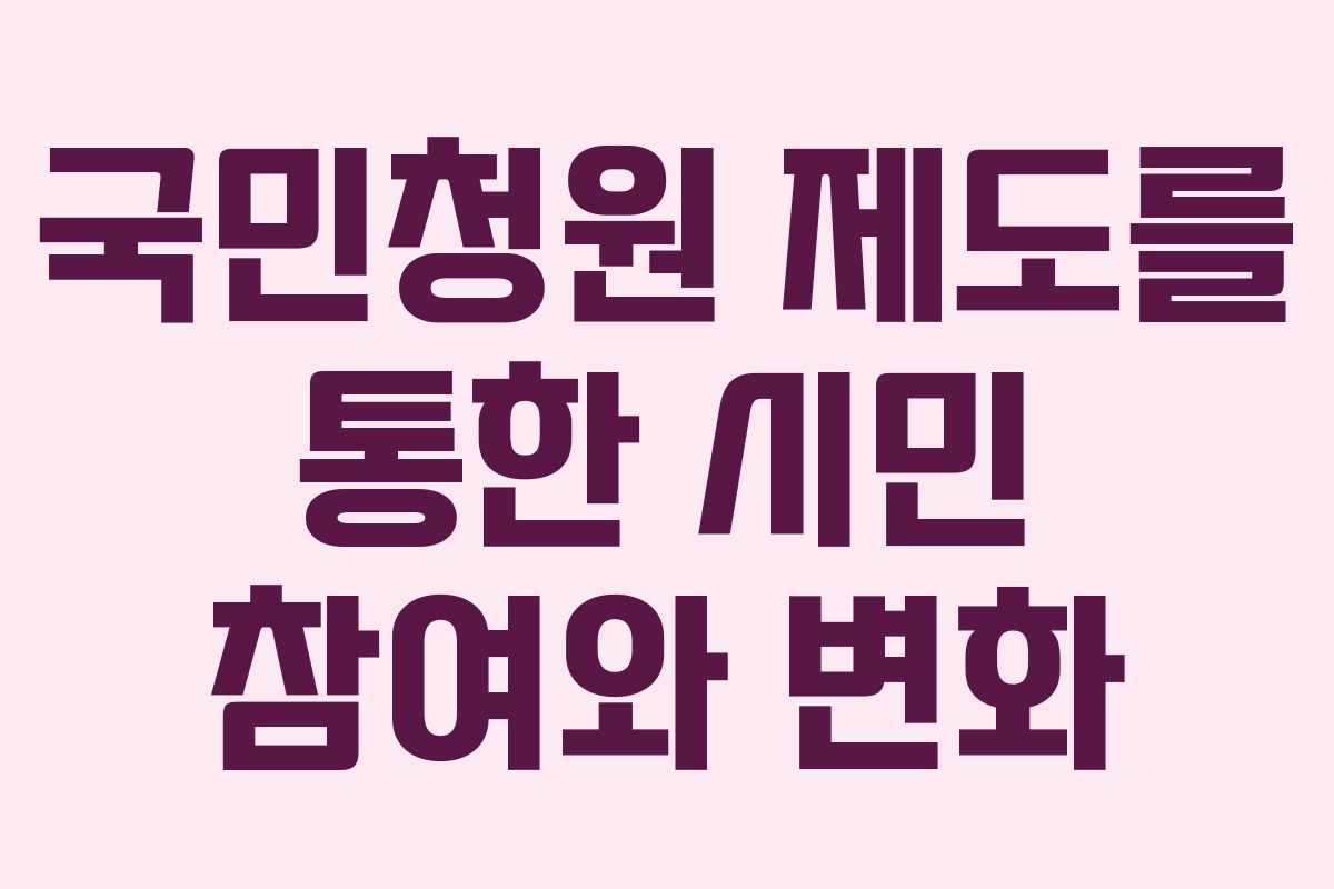 국민청원 제도를 통한 시민 참여와 변화