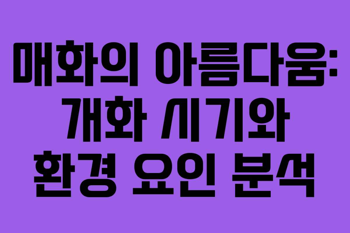 매화의 아름다움: 개화 시기와 환경 요인 분석
