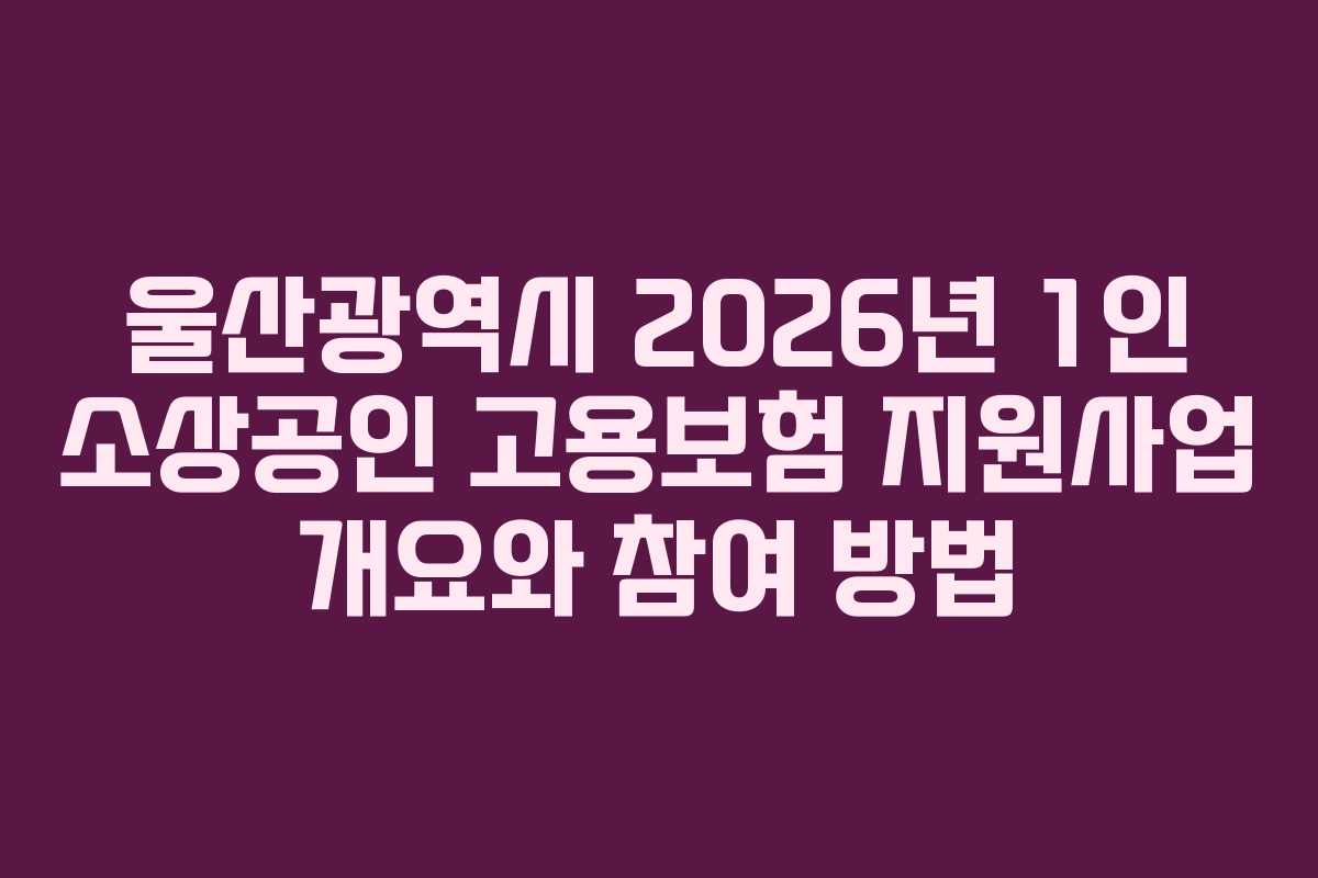 울산광역시 2026년 1인 소상공인 고용보험 지원사업 개요와 참여 방법