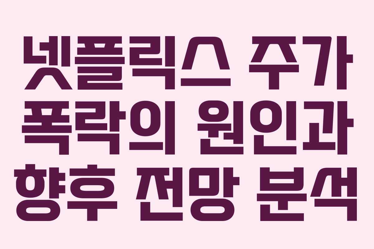 넷플릭스 주가 폭락의 원인과 향후 전망 분석