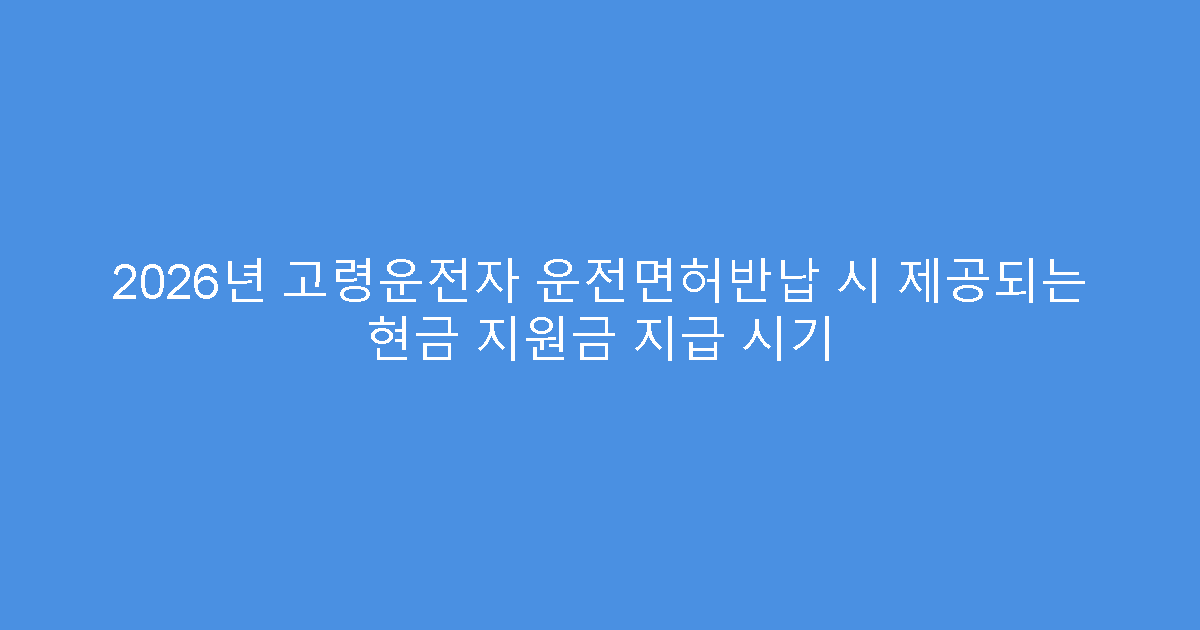 2026년 고령운전자 운전면허반납 시 제공되는 현금 지원금 지급 시기