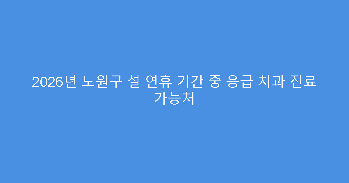 2026년 노원구 설 연휴 기간 중 응급 치과 진료 가능처