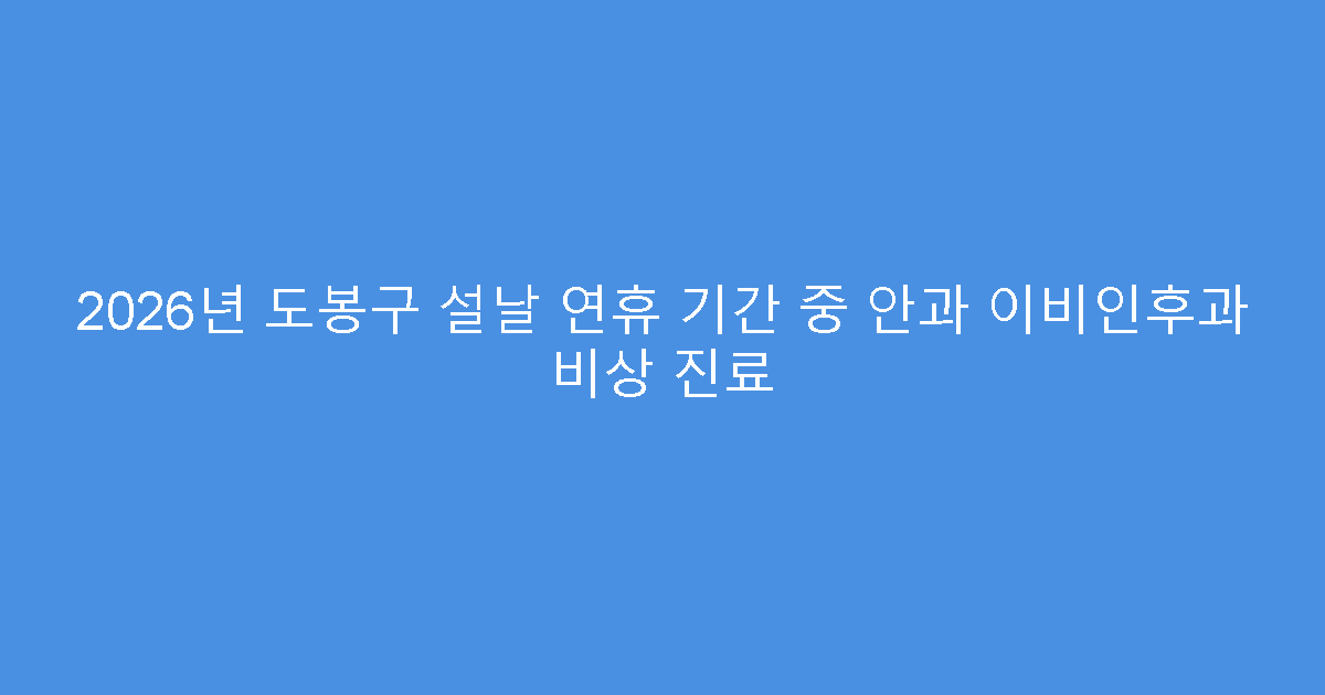 2026년 도봉구 설날 연휴 기간 중 안과 이비인후과 비상 진료