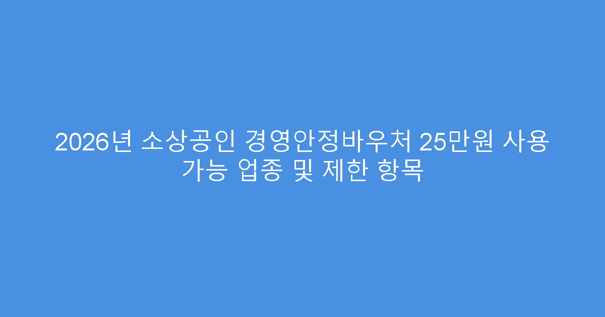 2026년 소상공인 경영안정바우처 25만원 사용 가능 업종 및 제한 항목