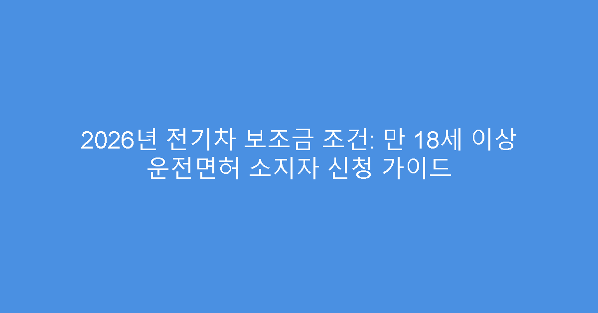 2026년 전기차 보조금 조건: 만 18세 이상 운전면허 소지자 신청 가이드