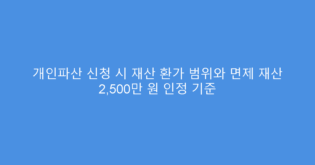 개인파산 신청 시 재산 환가 범위와 면제 재산 2,500만 원 인정 기준