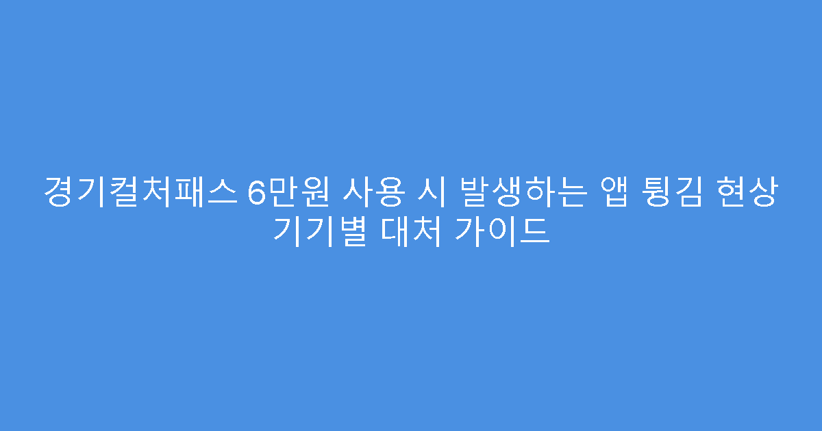 경기컬처패스 6만원 사용 시 발생하는 앱 튕김 현상 기기별 대처 가이드