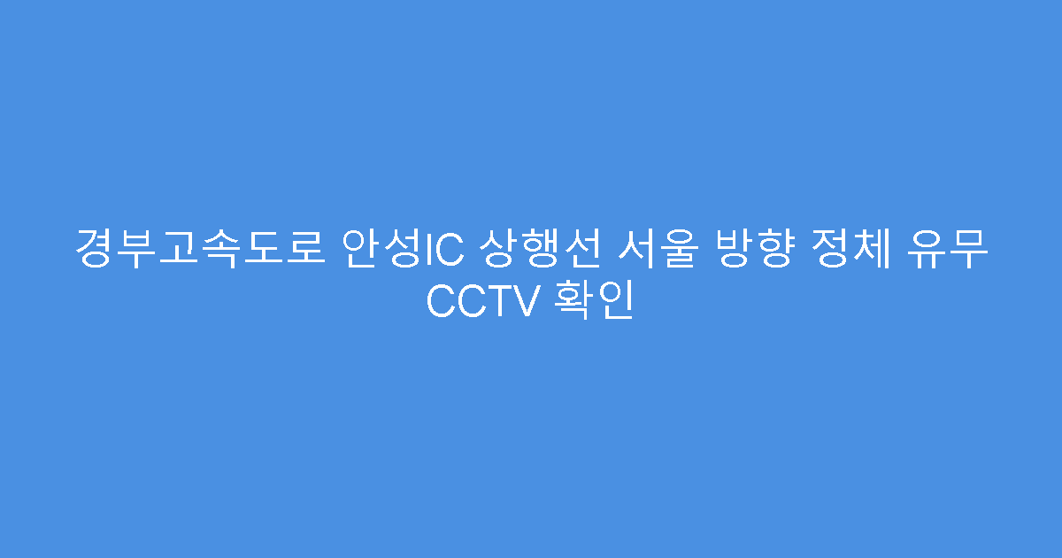 경부고속도로 안성IC 상행선 서울 방향 정체 유무 CCTV 확인