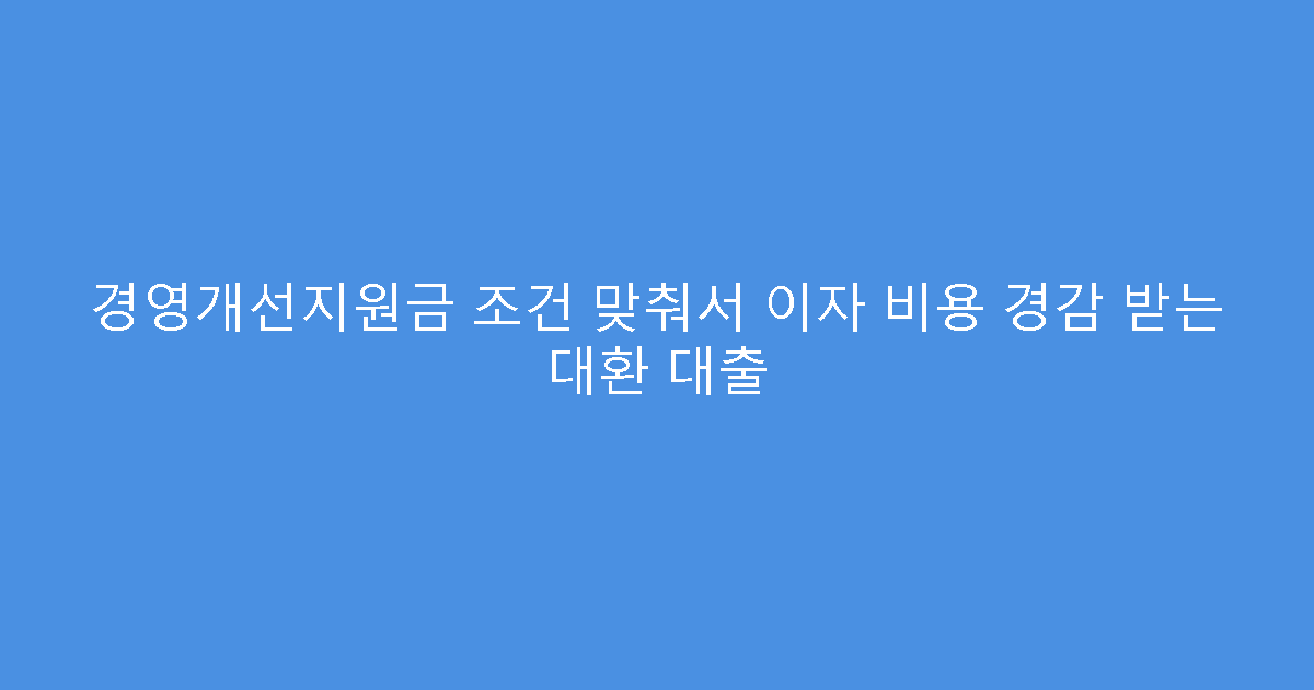 경영개선지원금 조건 맞춰서 이자 비용 경감 받는 대환 대출