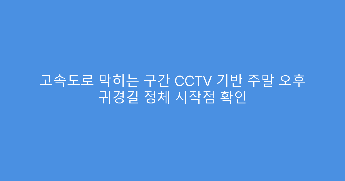 고속도로 막히는 구간 CCTV 기반 주말 오후 귀경길 정체 시작점 확인