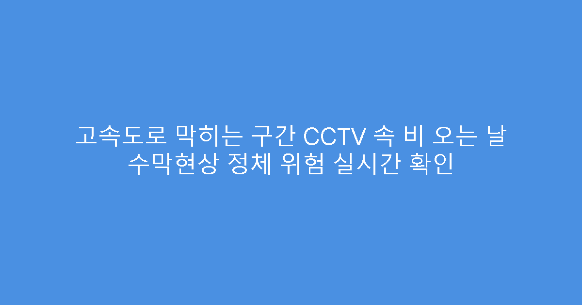 고속도로 막히는 구간 CCTV 속 비 오는 날 수막현상 정체 위험 실시간 확인
